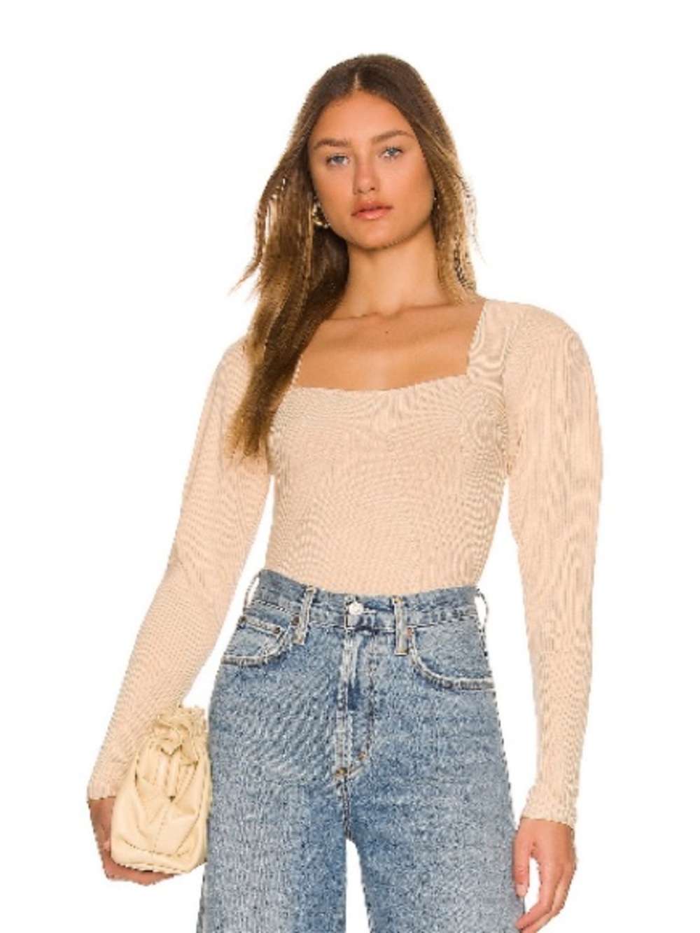 Lovers + Friends Cream Square Neck Knit Sweater